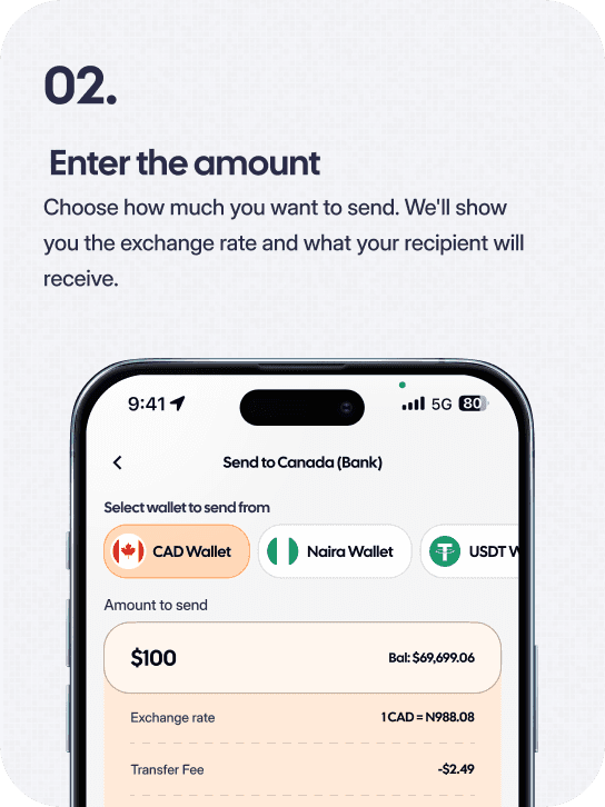Step 2 — Enter the amount