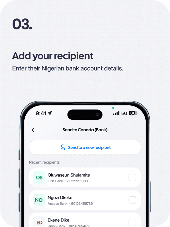 Step 3 — Add your recipient